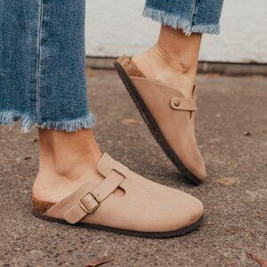 Soda Lt Taupe Regis Slip On Clog Shoes